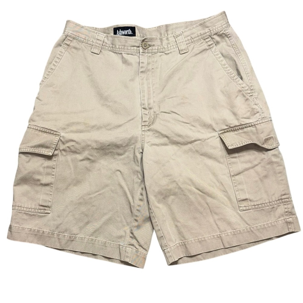 Ashworth Mens Cargo Shorts‎ Khaki Outdoor Casual Everyday Size 34